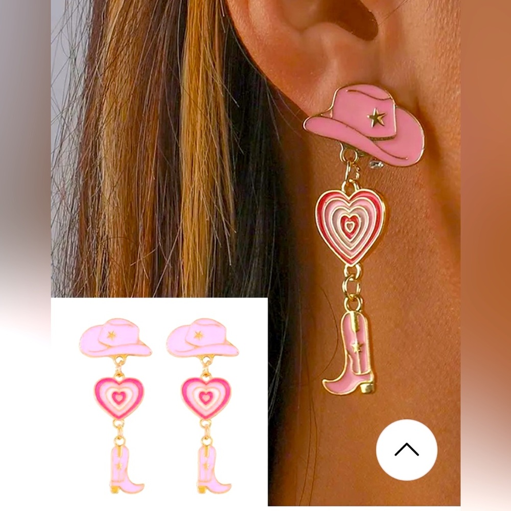 2/20 Hinged cowgirl  boot and hat earrings -metal